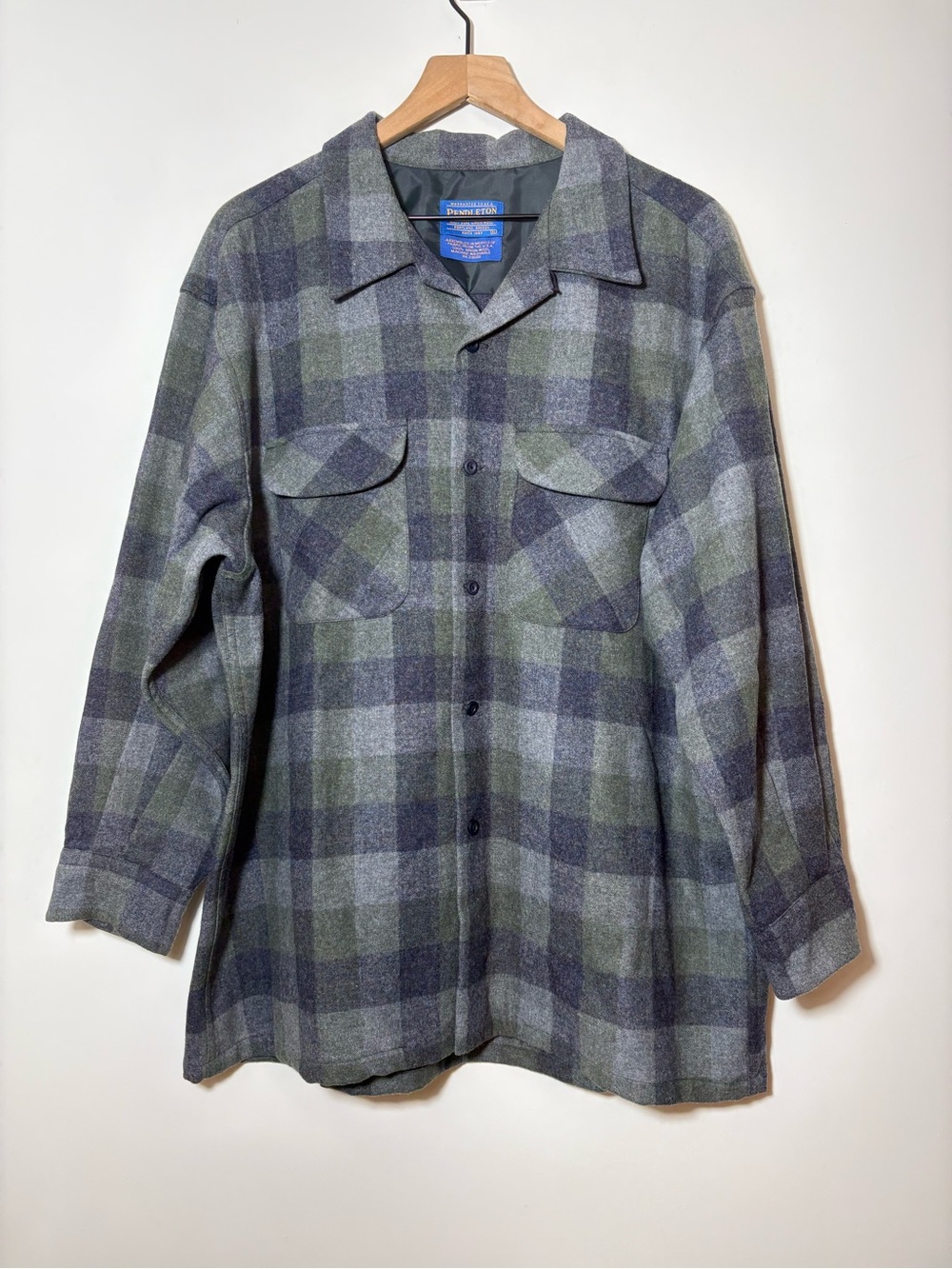 Pendleton Wool Flannel Plaid Button-Up Shirt Jacket XL Long Sleeve Pockets